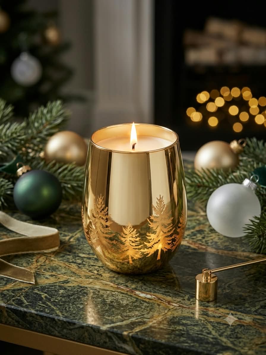 vela con envase decorado colección navidad